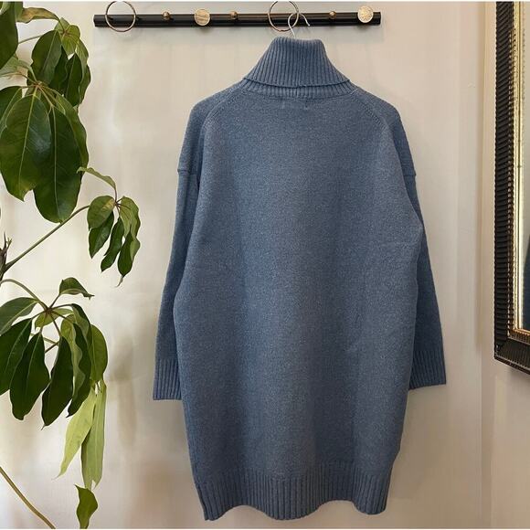 Urban Daizy Oversized Turtleneck Sweater Dress | Soft Knit, Heather Blue, Small - Picture 3 of 7